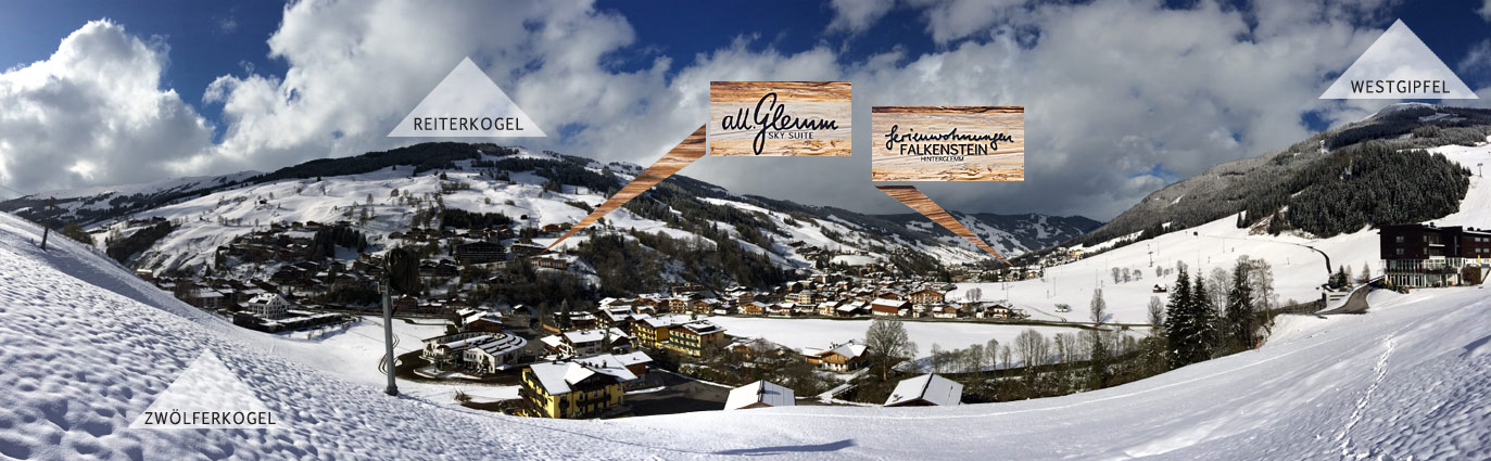 Lage Ferienwohnungen Falkenstein und All.Glemm SKY SUITE in Hinterglemm - Winter